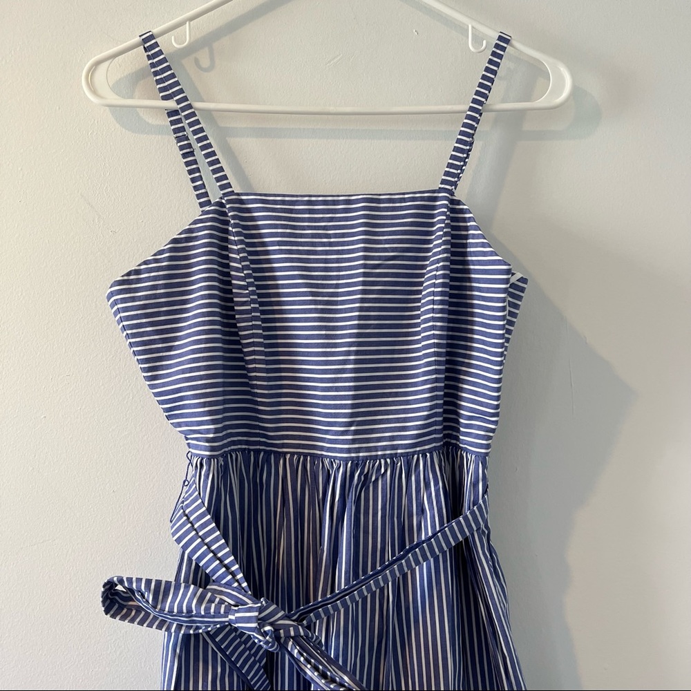 J Crew Garratt striped tiered maxi dress cotton blue white 4 - Picture 6 of 11